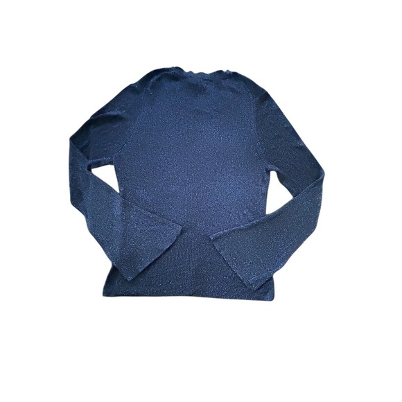 ME+EM Women's L Metallic Sparkle Navy Blue Long Sleeve Ribbed Knit Top Sweater - Picture 10 of 12